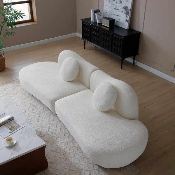 English Elm Modern Curved Modular Sofa - Elegant Boucle 3-Seat Design For Living Rooms, Easy Assembly & Comfort W2664S00038