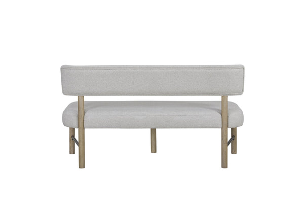 English Elm Upholstered Dining Bench with Oak Finish Frame for Farmhouse or Modern Decor B2699P443202