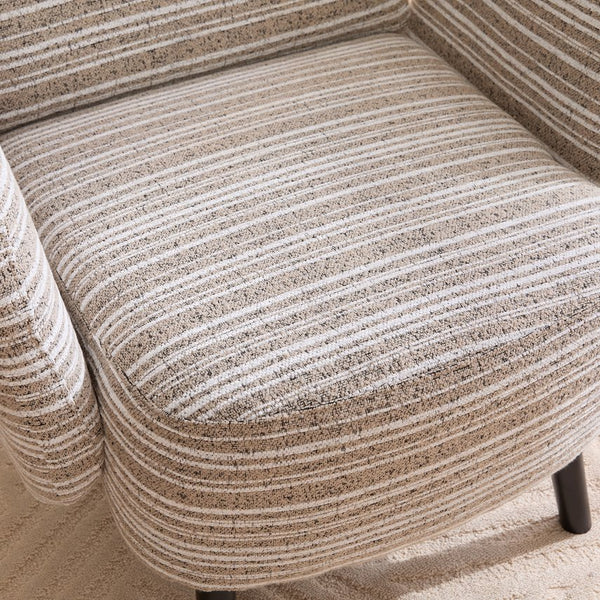 English Elm Modern boucle armchair with high-density foam cushion, solid wood legs, 500lb capacity, cozy reading seat khaki W395P376567