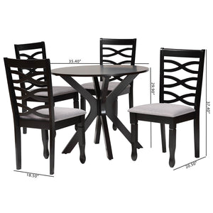 Baxton Studio Baxton Studio Mila 5-Piece Modern Grey Fabric Dining Set with Dark Brown Wood, Stylish Comfort & Design Mila-Grey/Dark Brown-5PC Dining Set
