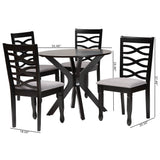 Baxton Studio Mila Modern Grey Fabric and Dark Brown Finished Wood 5-Piece Dining Set