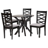 Mila Modern Grey Fabric and Dark Brown Finished Wood 5-Piece Dining Set