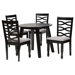 Baxton Studio Baxton Studio Darina 5-Piece Dining Set - Modern Grey Fabric & Dark Brown Wood for Stylish Dining Esme-Grey/Dark Brown-5PC Dining Set