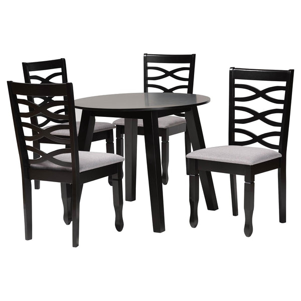 Baxton Studio Baxton Studio Darina 5-Piece Dining Set - Modern Grey Fabric & Dark Brown Wood for Stylish Dining Esme-Grey/Dark Brown-5PC Dining Set