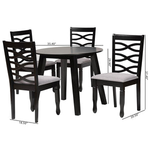 Baxton Studio Baxton Studio Darina 5-Piece Dining Set - Modern Grey Fabric & Dark Brown Wood for Stylish Dining Esme-Grey/Dark Brown-5PC Dining Set