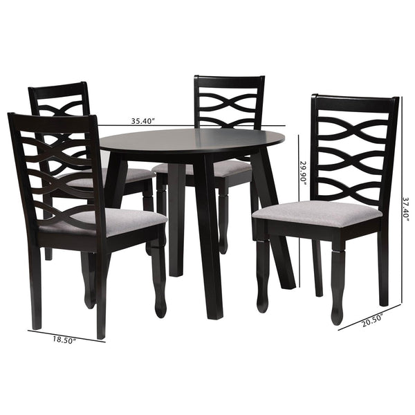 Baxton Studio Baxton Studio Darina 5-Piece Dining Set - Modern Grey Fabric & Dark Brown Wood for Stylish Dining Esme-Grey/Dark Brown-5PC Dining Set