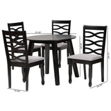 Baxton Studio Darina Modern Grey Fabric and Dark Brown Finished Wood 5-Piece Dining Set