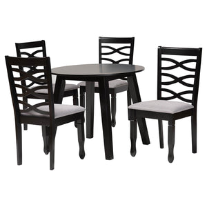 Baxton Studio Darina Modern Grey Fabric and Dark Brown Finished Wood 5-Piece Dining Set