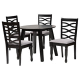 Darina Modern Grey Fabric and Dark Brown Finished Wood 5-Piece Dining Set