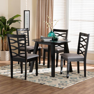 Baxton Studio Baxton Studio Darina 5-Piece Dining Set - Modern Grey Fabric & Dark Brown Wood for Stylish Dining Esme-Grey/Dark Brown-5PC Dining Set