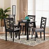 Baxton Studio Darina Modern Grey Fabric and Dark Brown Finished Wood 5-Piece Dining Set