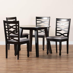 Baxton Studio Baxton Studio Darina 5-Piece Dining Set - Modern Grey Fabric & Dark Brown Wood for Stylish Dining Esme-Grey/Dark Brown-5PC Dining Set