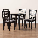 Baxton Studio Darina Modern Grey Fabric and Dark Brown Finished Wood 5-Piece Dining Set