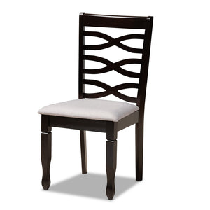 Baxton Studio Baxton Leda 5-Piece Modern Dining Set with Grey Fabric Chairs & Round Table, Elegant Comfort & Style Leda-Grey/Dark Brown-5PC Dining Set