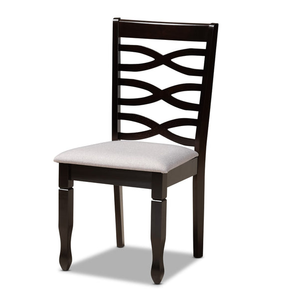 Baxton Studio Baxton Leda 5-Piece Modern Dining Set with Grey Fabric Chairs & Round Table, Elegant Comfort & Style Leda-Grey/Dark Brown-5PC Dining Set