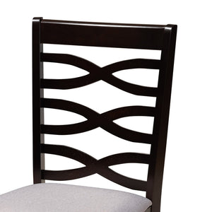 Baxton Studio Baxton Leda 5-Piece Modern Dining Set with Grey Fabric Chairs & Round Table, Elegant Comfort & Style Leda-Grey/Dark Brown-5PC Dining Set