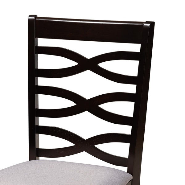 Baxton Studio Baxton Leda 5-Piece Modern Dining Set with Grey Fabric Chairs & Round Table, Elegant Comfort & Style Leda-Grey/Dark Brown-5PC Dining Set