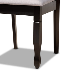 Baxton Studio Baxton Leda 5-Piece Modern Dining Set with Grey Fabric Chairs & Round Table, Elegant Comfort & Style Leda-Grey/Dark Brown-5PC Dining Set