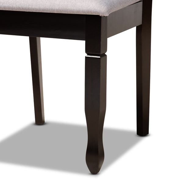 Baxton Studio Baxton Leda 5-Piece Modern Dining Set with Grey Fabric Chairs & Round Table, Elegant Comfort & Style Leda-Grey/Dark Brown-5PC Dining Set