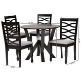 Baxton Studio Ariane Modern Grey Fabric and Dark Brown Finished Wood 5-Piece Dining Set