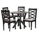 Ariane Modern Fabric and Dark Brown Finished Wood 5-Piece Dining Set