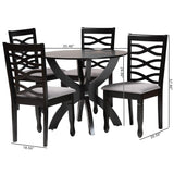 Baxton Studio Aspen Modern Grey Fabric and Dark Brown Finished Wood 5-Piece Dining Set