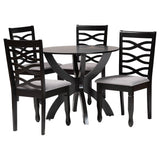 Aspen Modern Fabric and Dark Brown Finished Wood 5-Piece Dining Set