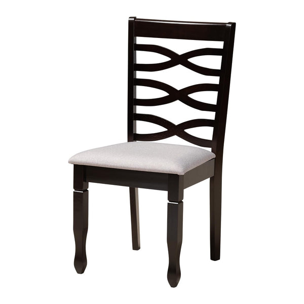 Baxton Studio Baxton Studio Aspen 5-Piece Modern Dining Set with Grey Fabric Chairs & Sculptural Round Table Lia-Grey/Dark Brown-5PC Dining Set