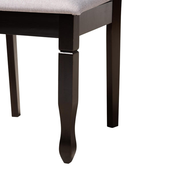 Baxton Studio Baxton Studio Aspen 5-Piece Modern Dining Set with Grey Fabric Chairs & Sculptural Round Table Lia-Grey/Dark Brown-5PC Dining Set