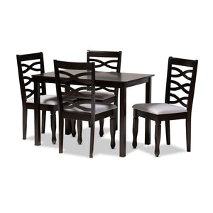 Baxton Studio Baxton Studio Lanier 5-Piece Dining Set - Modern Gray Upholstered Chairs with Espresso Wood Table RH318C-Grey/Dark Brown-5PC Dining Set