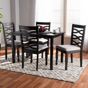 Baxton Studio Baxton Studio Lanier 5-Piece Dining Set - Modern Gray Upholstered Chairs with Espresso Wood Table RH318C-Grey/Dark Brown-5PC Dining Set