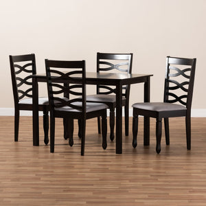Baxton Studio Baxton Studio Lanier 5-Piece Dining Set - Modern Gray Upholstered Chairs with Espresso Wood Table RH318C-Grey/Dark Brown-5PC Dining Set