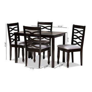 Baxton Studio Baxton Studio Lanier 5-Piece Dining Set - Modern Gray Upholstered Chairs with Espresso Wood Table RH318C-Grey/Dark Brown-5PC Dining Set