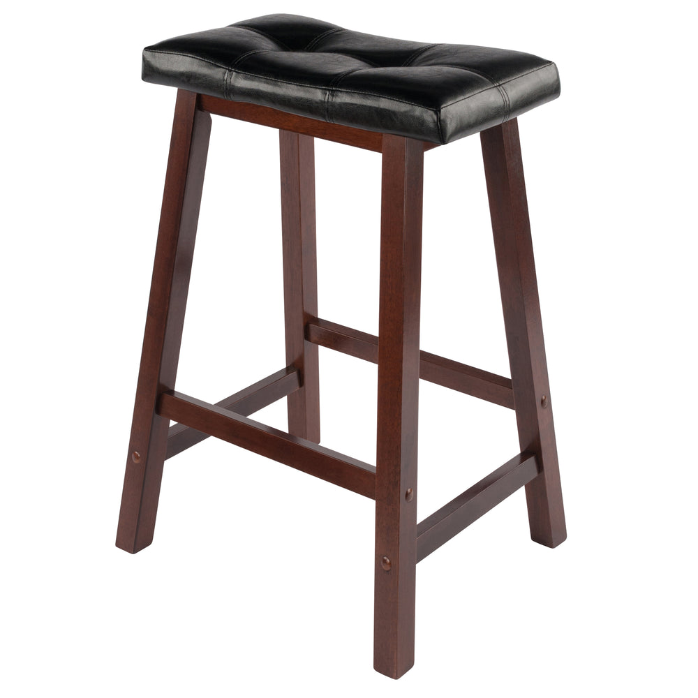 Winsome Wood Mona Saddle Seat Counter Stool - Stylish Black Faux Leather & Walnut Finish For Modern Comfort Walnut ,Black Solid Wood ,Polyurethane 94064-winsome-wood