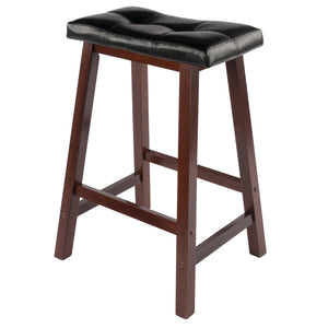 Winsome Wood Mona Saddle Seat Counter Stool - Stylish Black Faux Leather & Walnut Finish For Modern Comfort Walnut ,Black Solid Wood ,Polyurethane 94064-winsome-wood