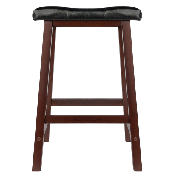 Winsome Wood Mona Saddle Seat Counter Stool - Stylish Black Faux Leather & Walnut Finish For Modern Comfort Walnut ,Black Solid Wood ,Polyurethane 94064-winsome-wood