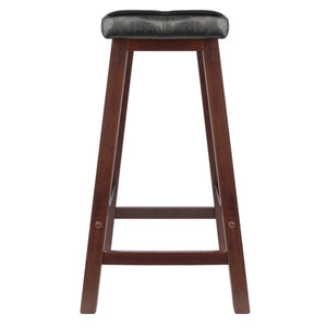 Winsome Wood Mona Saddle Seat Counter Stool - Stylish Black Faux Leather & Walnut Finish For Modern Comfort Walnut ,Black Solid Wood ,Polyurethane 94064-winsome-wood