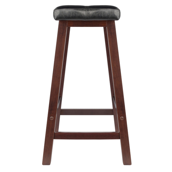 Winsome Wood Mona Saddle Seat Counter Stool - Stylish Black Faux Leather & Walnut Finish For Modern Comfort Walnut ,Black Solid Wood ,Polyurethane 94064-winsome-wood