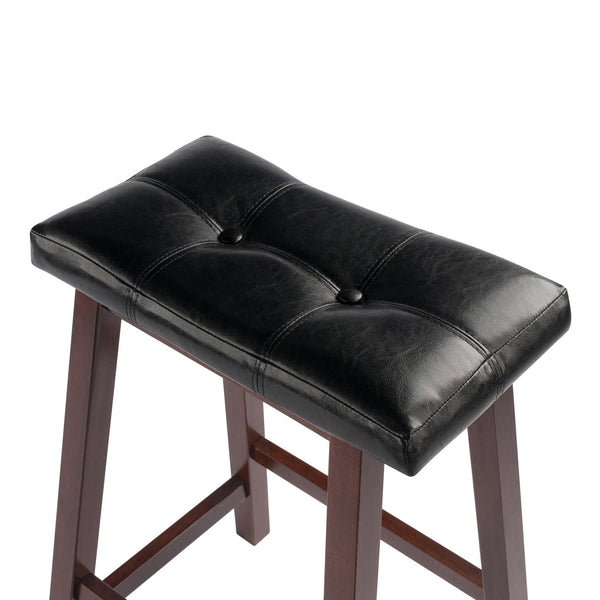 Winsome Wood Mona Saddle Seat Counter Stool - Stylish Black Faux Leather & Walnut Finish For Modern Comfort Walnut ,Black Solid Wood ,Polyurethane 94064-winsome-wood
