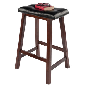 Winsome Wood Mona Saddle Seat Counter Stool - Stylish Black Faux Leather & Walnut Finish For Modern Comfort Walnut ,Black Solid Wood ,Polyurethane 94064-winsome-wood