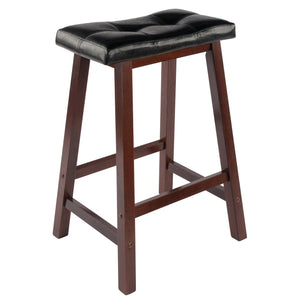 Winsome Wood Mona Saddle Seat Counter Stool - Stylish Black Faux Leather & Walnut Finish For Modern Comfort Walnut ,Black Solid Wood ,Polyurethane 94064-winsome-wood
