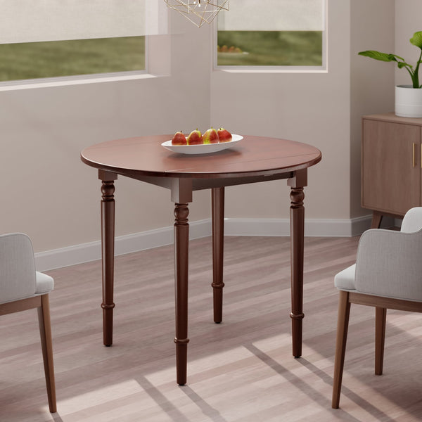 Winsome Wood Sorella Round Drop Leaf Dining Table In Walnut - Versatile, Space-saving Design For Any Home Walnut Solid Wood 94066-winsome-wood