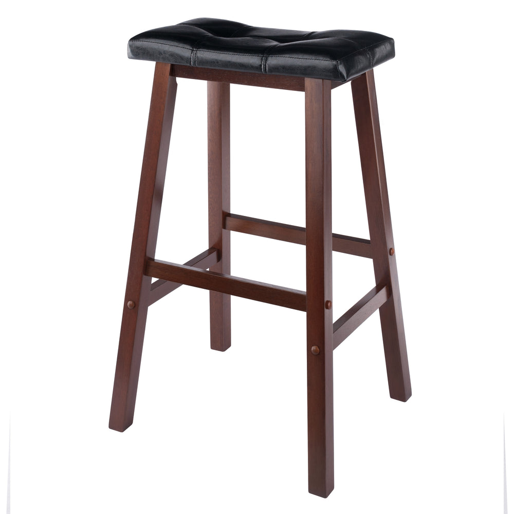 Winsome Wood Mona Saddle Seat Bar Stool - Stylish Black Upholstery & Walnut Wood, Comfort & Stability Combined Walnut ,Black Solid Wood ,Polyurethane 94069-winsome-wood