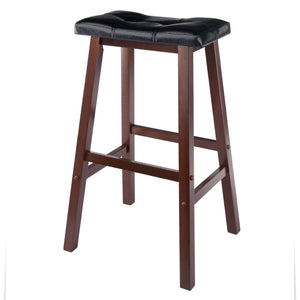 Winsome Wood Mona Saddle Seat Bar Stool - Stylish Black Upholstery & Walnut Wood, Comfort & Stability Combined Walnut ,Black Solid Wood ,Polyurethane 94069-winsome-wood
