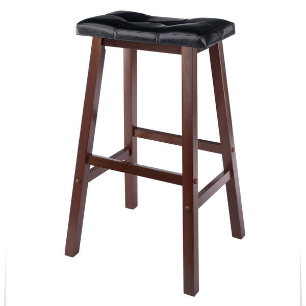 Winsome Wood Mona Saddle Seat Bar Stool - Stylish Black Upholstery & Walnut Wood, Comfort & Stability Combined Walnut ,Black Solid Wood ,Polyurethane 94069-winsome-wood