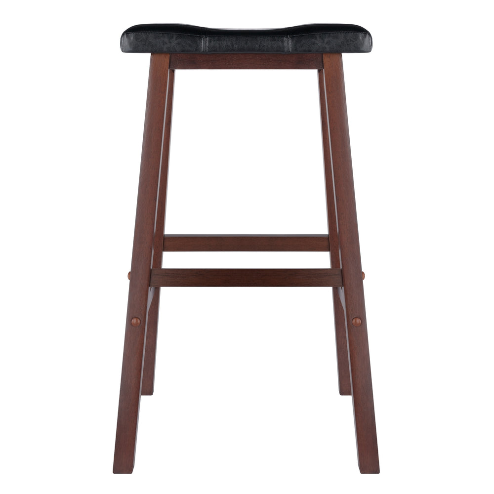 Winsome Wood Mona Saddle Seat Bar Stool - Stylish Black Upholstery & Walnut Wood, Comfort & Stability Combined Walnut ,Black Solid Wood ,Polyurethane 94069-winsome-wood