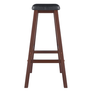 Winsome Wood Mona Saddle Seat Bar Stool - Stylish Black Upholstery & Walnut Wood, Comfort & Stability Combined Walnut ,Black Solid Wood ,Polyurethane 94069-winsome-wood