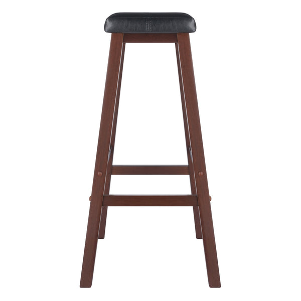Winsome Wood Mona Saddle Seat Bar Stool - Stylish Black Upholstery & Walnut Wood, Comfort & Stability Combined Walnut ,Black Solid Wood ,Polyurethane 94069-winsome-wood