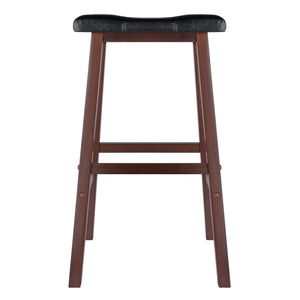 Winsome Wood Mona Saddle Seat Bar Stool - Stylish Black Upholstery & Walnut Wood, Comfort & Stability Combined Walnut ,Black Solid Wood ,Polyurethane 94069-winsome-wood
