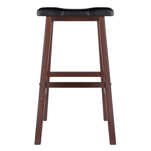 Winsome Wood Mona Saddle Seat Bar Stool - Stylish Black Upholstery & Walnut Wood, Comfort & Stability Combined Walnut ,Black Solid Wood ,Polyurethane 94069-winsome-wood